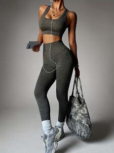 3-Piece Solid Reversible Anti-UV Breathable Gym <b>Yoga</b> Wear <b>Set</b> Women 100% Seamless Design Custom Logo Mid Waist Wholesale OEM - Product Image 5