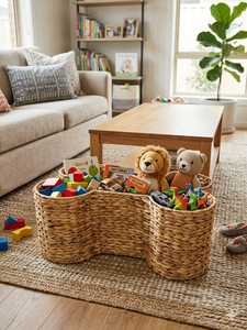 Bone-Shaped Water Hyacinth Toy Storage <b>Basket</b>, The Playful Bone: Handwoven Toy Caddy - Product Image 2