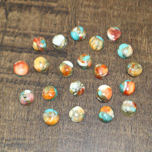 Pierre précieuse naturelle Turquoise Oyster Cabochon, forme ronde 7mm, pierre en vrac pour la fabrication de bijoux, vente en gros - Product Image 3