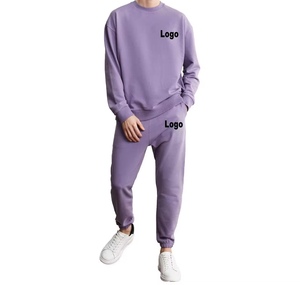 Unisex Purple Tracksuit Full Sleeve Crew Neck Casual Autumn Wear Solid Color Sweatshirt <b>Pants</b> Regular Fit With Side Pockets - Product Image 5