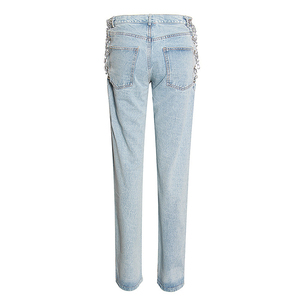 Venta al por mayor 2026 Nuevos Jeans Casuales Personalizados para Mujer, de Cintura Media, Color Sólido, Rectos con Abertura, Servicio OEM, Pantalones Vaqueros para Mujer - Product Image 2