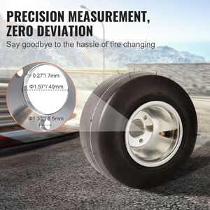 Set di 2 Ruote Anteriori 10x4.5 5'' per Go-Kart, Cerchi in Lega di Alluminio con Pneumatici in Gomma, Compatibili con Bullone P per Go-Kart e Kart da Corsa - Product Image 3