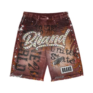 ชุดเซ็ตเสื้อฮู้ดดี้พิมพ์ลายกราฟิกแบบฟอกสีสำหรับผู้ชาย และกางเกงขาสั้น พร้อมเสื้อฮู้ดดี้ซิปติดโลโก้แบบทำเก่าพิเศษ ผลิตในประเทศปากีสถานสำหรับฤดูใบไม้ร่วง - Product Image 6