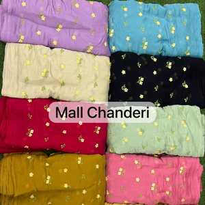 Tissu non tissé Mall Chanderi brodé en coton et soie, léger et doux, pour vêtements de mariage, saris et salwar kameez pour filles et garçons - Product Image 2