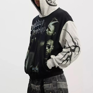 French terry 500 gsm Heavy Material Men's Street wear Hoodie Screen Printing Distressed <b>White</b> Hoodie - Product Image 1