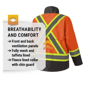 Chaqueta de Seguridad Naranja de Alta Visibilidad con Franjas Reflectantes y Ribete Negro para Ropa de Trabajo - Product Image 5