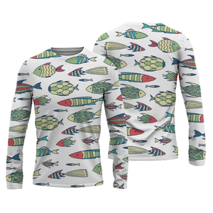 Chemise de pêche tendance pour homme, manches longues, imprimé poisson, 100% polyester, UPF 50, anti-UV, vêtements d'extérieur, style pull, taille adulte - Product Image 3