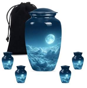 Urna Funeraria Azul para Cenizas Humanas, Tamaño Adulto - Urna Metálica para Restos Cremados - Urna Tradicional para Tumba - Product Image 4