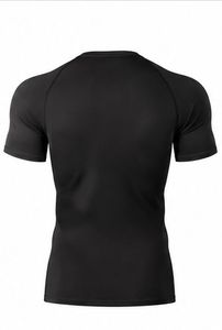 <b>Men's</b> Black Short Sleeve <b>Compression</b> <b>Shirt</b> Crew Neck Fitted Moisture Wicking Quick Dry Breathable Polyester Sport Top - Product Image 4