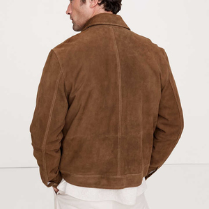 Factory Custom Leather Work Jackets Winter Men's Thick Coats Brown Plus Size Quilted Soft Suede Leather Work Jackets - Product Image 4