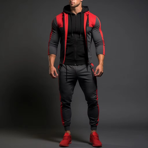 ชุดวอร์มกีฬาผู้ชายลายดอกไม้ ผ้าฟลีซเทคโนโลยี ระบายอากาศได้ดี เป็นมิตรกับสิ่งแวดล้อม เหมาะสำหรับฤดูหนาว ชุดออกกำลังกายสองชิ้น - Product Image 2