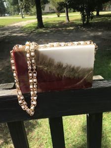 Bolso de Resina con Hojas Doradas Florales, Hecho a Mano, Personalizado, para Navidad y Año Nuevo, Bolso de Boutique - Product Image 5