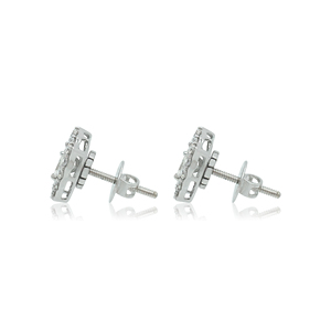 Round Marquise Natural Diamond <b>Stud</b> Earrings 1.37 Cttw 925 Sterling <b>Silver</b> G-H Color Prong Set Trendy Wedding Wholesale Jewelry - Product Image 2