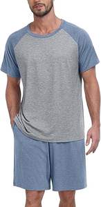 Conjunto de Pijama para Hombre, Pijama de Verano, Ropa de Dormir Ligera de Manga Corta, Conjunto de Dormir Suave y Cómodo con 2 Bolsillos - Product Image 4