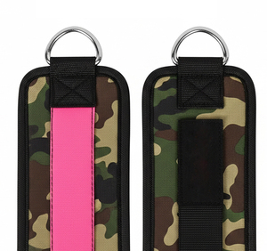 Sangles de cheville personnalisées camouflage en néoprène épais avec anneau en D pour machine à câble, entraînement de kickback et fitness - Product Image 2