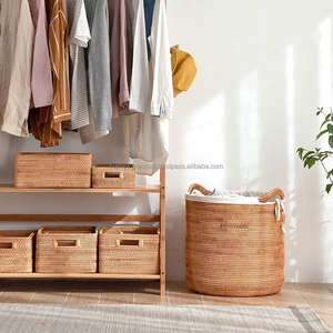 Cestas de mimbre natural con asas, almacenamiento de mimbre tejido a mano para decoración del hogar, cestas de almacenamiento para niños y adolescentes - Product Image 4