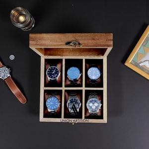 AHTE MANUEXPO Caja para Relojes de Madera de Mango UR-065, Organizador de Relojes con 12 Ranuras, Tapa de Cristal y Forro de Terciopelo - Product Image 2