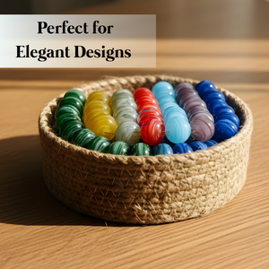 Cuentas Sueltas de Vidrio Estilo Murano con Rayas Multicolores |   Cuentas espaciadoras redondas hechas a mano de 12x16mm para hacer pulseras y manualidades - Product Image 6