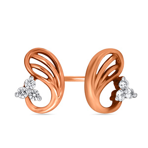 Boucles d'oreilles clous en or rose 18 carats avec diamants ronds taille brillant cultivés en laboratoire, bijoux minimalistes pour femme à porter au quotidien - Product Image 2