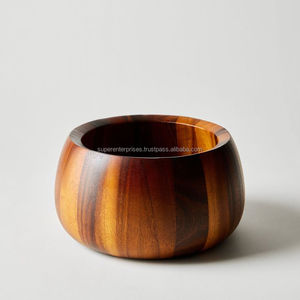 Tazón de madera ecológico y sostenible para servir ensaladas, frutas, aperitivos, como centro de mesa decorativo. - Product Image 1