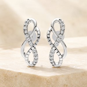 Silver Plated Luxury Infinity Crystal Stud <b>Earrings</b> Women Sparkling <b>Moissanite</b> Fashion Jewelry Elegant Wedding Party Gift - Product Image 2