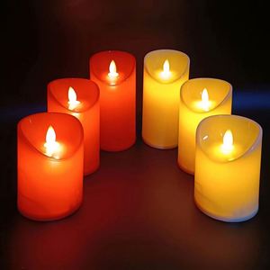 Bougies LED de Noël en gros, sans flamme, à effet vacillant, en forme de pilier, avec couvercle en tissu, idéales pour cadeaux - Product Image 1