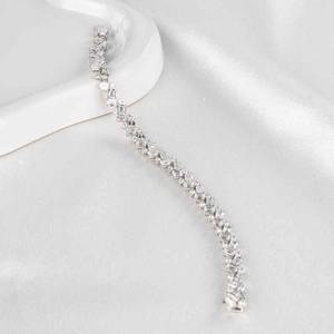 Silver <b>Rose</b> Gold Plated Moissanite Tennis Bracelet Brilliant Cut Channel Setting Geometric Design Trendy Unisex Everyday Wear - Product Image 5
