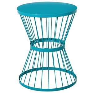 Tavolino da Giardino in Acciaio da 16 Pollici con Design a Clessidra, Tavolo d'Appoggio per Esterni e Interni, Blu - Product Image 1