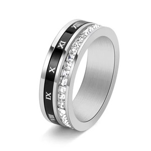 Bague en argent 925 avec moissanite carrée et chiffres romains, plaquée or blanc et rose, pour homme. - Product Image 5