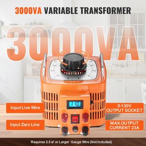 Trasformatore di Tensione Variabile Automatico 3000VA, 23 Amp, Ingresso 110V, Uscita 0-130V, Regolatore di Tensione AC con Display LCD, 4 Fusibili Extra - Product Image 3