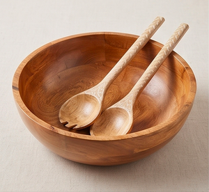 Ensemble de cuillères de service en bois faites à la main avec un design bohème sculpté, couverts réutilisables pour le camping, l'hôtellerie et la restauration - Product Image 4