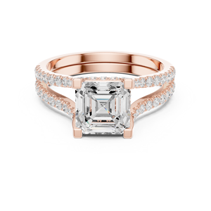 Anillo de Compromiso de Oro Rosa de 14K de Calidad Premium con Diamantes Incrustados, Corte Asscher Brillante, Diamante Cultivado en Laboratorio, Ideal para Fiestas - Product Image 4