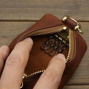 Genuine leather RFID key <b>wallet</b> with premium zipper and durable hardware for travel and office use Genuine Leather Key <b>Wallet</b> - Product Image 3