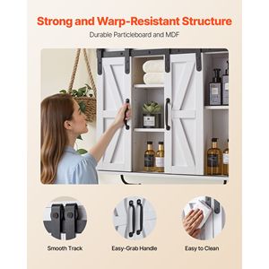 Armadietto a Muro a 2 Ante con Ripiano Regolabile e Organizer Sospeso per Bagno - Product Image 5