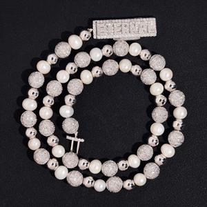 Parure de collier de luxe en perles de moissanite, bijoux hip-hop sertis de diamants, chaîne statement avec fermoir diamant VVS1 - Product Image 4