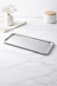 Gold Plated Rectangle <b>Storage</b> <b>Tray</b> Polished Finish Minimalist Design For Table Use Durable Single Tier - Product Image 3