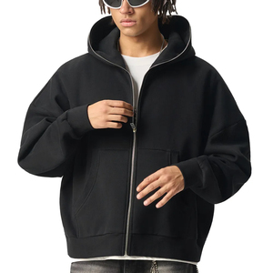 เสื้อฮู้ดดี้คุณภาพสูงแบบขายส่ง OEM สำหรับผู้ชายและผู้หญิง ซิปยาวคลุมหน้า แบบเรียบง่าย สไตล์ลำลอง พร้อมสกรีนโลโก้ - Product Image 2