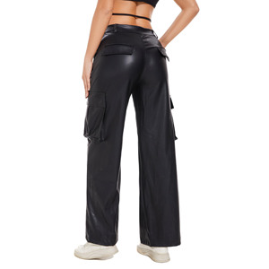Pantalons cargo en cuir sur mesure de qualité pour femmes, séchage rapide, multi-poches, style jogger, vêtements pour femmes, pantalons cargo en cuir OEM - Product Image 2