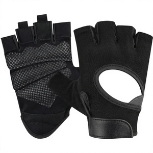 Guantes de fitness negros de medio dedo para entrenamiento de agarre, dominadas, gimnasio, cross training, protección contra callosidades - Product Image 2