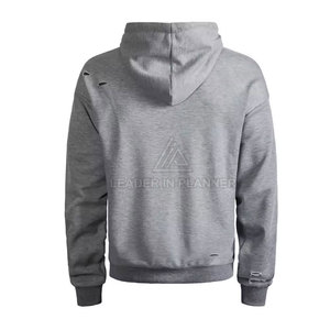 เสื้อฮู้ดดี้ผู้ชายแบบดิสเทรส ขายดีที่สุด บริการ OEM ราคาขายส่ง ผ้าฝ้าย 100% - Product Image 3