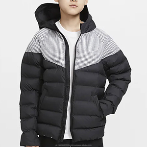Veste d'hiver matelassée pour enfants en gros, manteau à capuche pour garçons, imperméable, coupe-vent, chaud, rembourré, motif quadrillé, parka pour enfants - Product Image 5