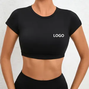 Top deportivo para mujer con LOGO personalizado, de secado rápido, sin espalda, tipo crop, para fitness, gimnasio, yoga y entrenamiento. - Product Image 5