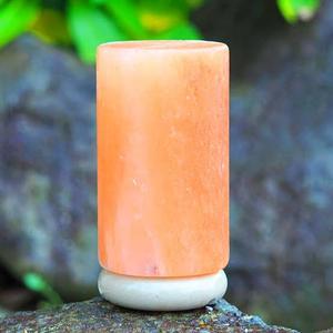 โคมไฟเกลือหิมาลัยสีชมพูทรงกระบอกคุณภาพสูง ทำด้วยมือ พร้อมฐานไม้ - Product Image 4