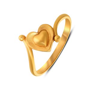 Anillo de Oro Elegante con Doble Corazón, Acabado Dorado de Lujo, Anillo de Amor para Mujer, Banda Abierta, Joyería de Moda, Regalo - Product Image 1