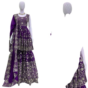 ชุด anarkali ดีไซเนอร์ล่าสุดชุด foux georgette งานปักลำดับงานกับ salwar kameez fatema แฟชั่นงานแต่งงาน - Product Image 1