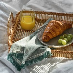Handmade Natural Rattan Modern Eco-Friendly Wedding <b>Decorative</b> Handwoven Wicker Serving Tray with Handles Elegant Table Decor - Product Image 3
