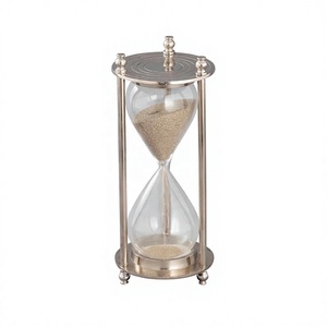 Modern Rotating Handmade Metal Glass <b>Hourglass</b> Iron <b>Sand</b> Timer for Indoor Use in Hotels Offices And Home Decor Centerpiece - Product Image 1