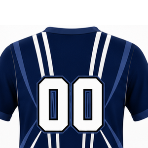 Maillot de rugby bleu marine et blanc à manches courtes, col en V, uniforme d'équipe, respirant, léger, personnalisable, vêtements de sport d'entraînement - Product Image 4