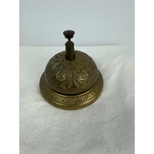 Antique <b>Brass</b> Service <b>Bell</b> Embossed Dome Call <b>Bell</b> Vintage Desk Counter <b>Bell</b> Decorative Tabletop <b>Bell</b> Hotel Restaurant Reception - Product Image 1