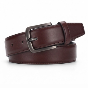 Ceinture en cuir véritable pour homme, boucle en alliage décontractée, réglable, longueur 100-130 cm, largeur 3,3-3,4 cm, fournisseur d'usine OEM - Product Image 5
